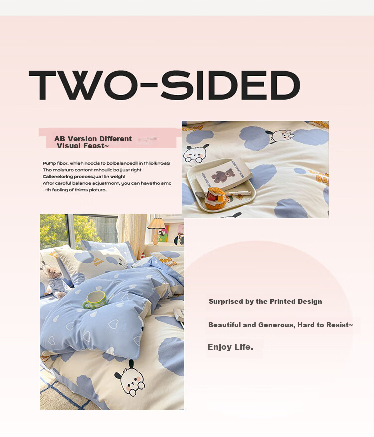 MUJI 100% Cotton 4-Piece Bedding Set for 1.5/1.8m Bed, Pure Cotton Bed Sheet and Duvet Cover 200x230cm 8