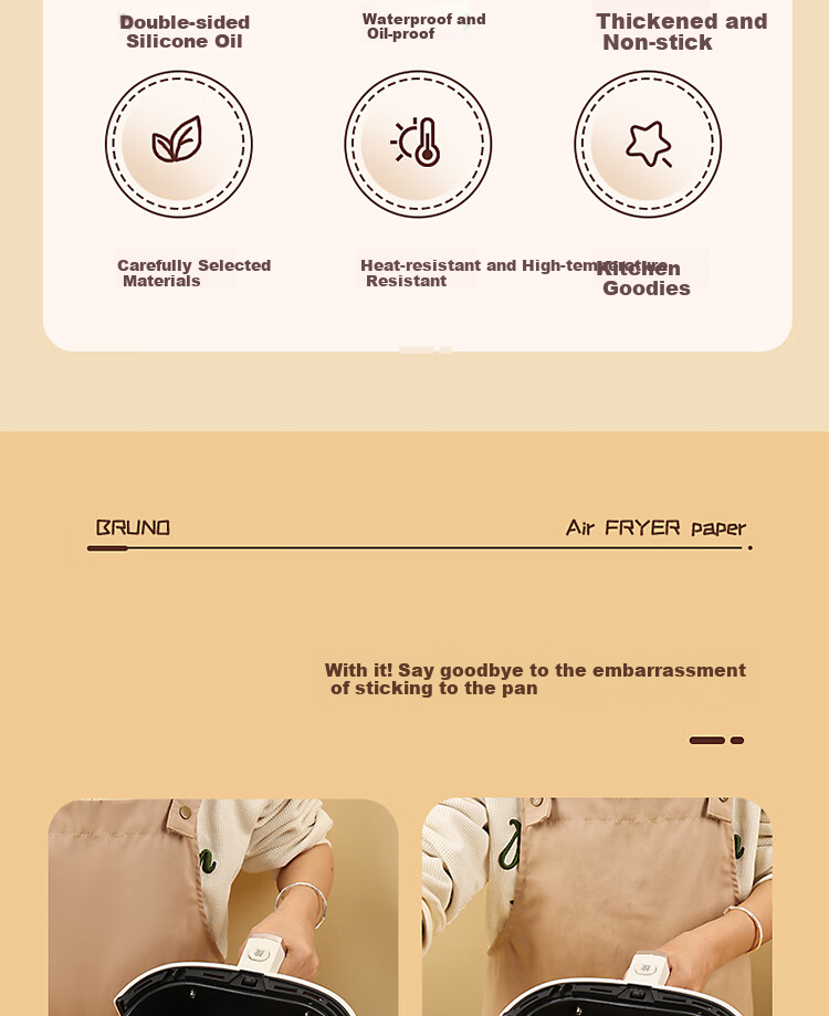 BJ Air Fryer Baking Oil-Absorbing Paper, 16cm, 100 Sheets, Disposable Paper Trays, Non-Stick Oven Liners, Camping Oil-Proof Paper 3