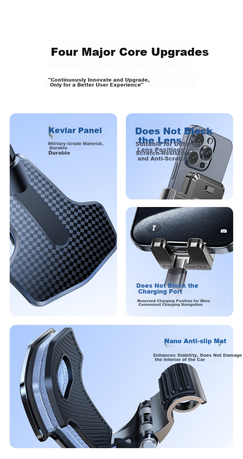 Lisen Car Phone Holder, Multifunctional Clip-On Car Phone Mount, Suitable for HUD, Center Console, And Dashboard 4