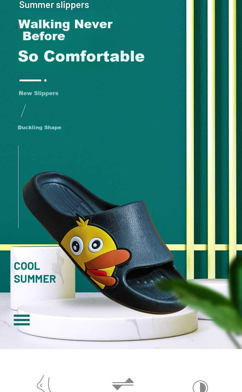 Huameijianbu Cartoon INS Style Squishy Parent-Child Indoor And Outdoor Bathroom Sandals HM3311 Black Size 40-41 2
