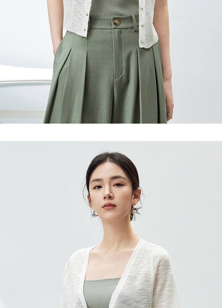 Sentubila Lazy Atmosphere Milk Huhu Refreshing Knit Top for Women, Summer V-Neck Short-Sleeve Cardigan, White, L 2