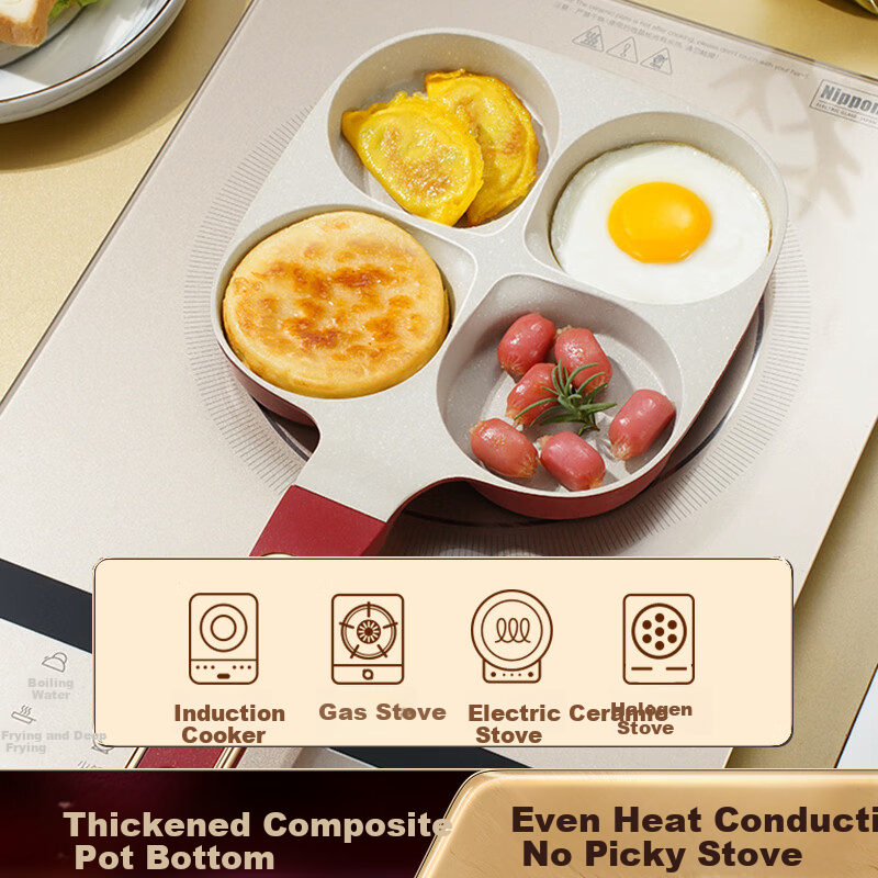 SSN Four-Hole Frying Pan, Egg Maker, Breakfast Pan, Egg Burger Pan, Non-Stick Pan, Egg Frying Pan, Meat And Egg Burger Pa 7