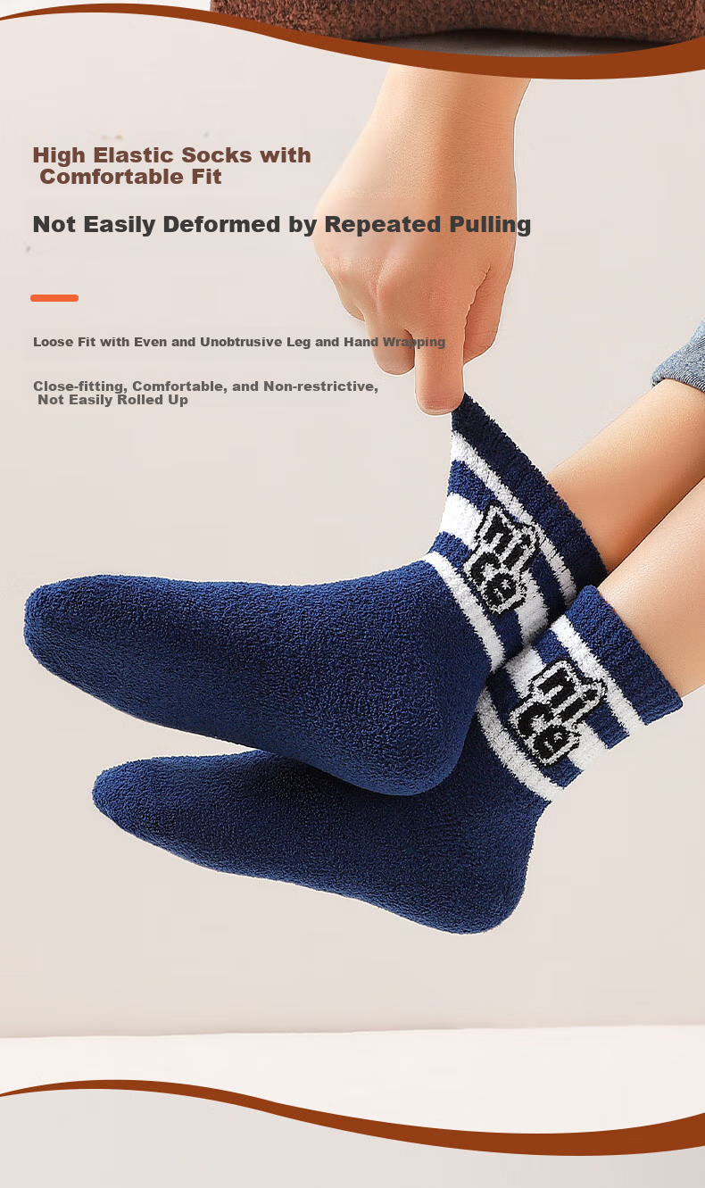 LangSha Children's Socks, Boys' Fleece-Lined Thick Mid-Calf Cotton Socks, Winter Warmth, for Students, Older Children, Boys, Toddlers, Terry Socks 5