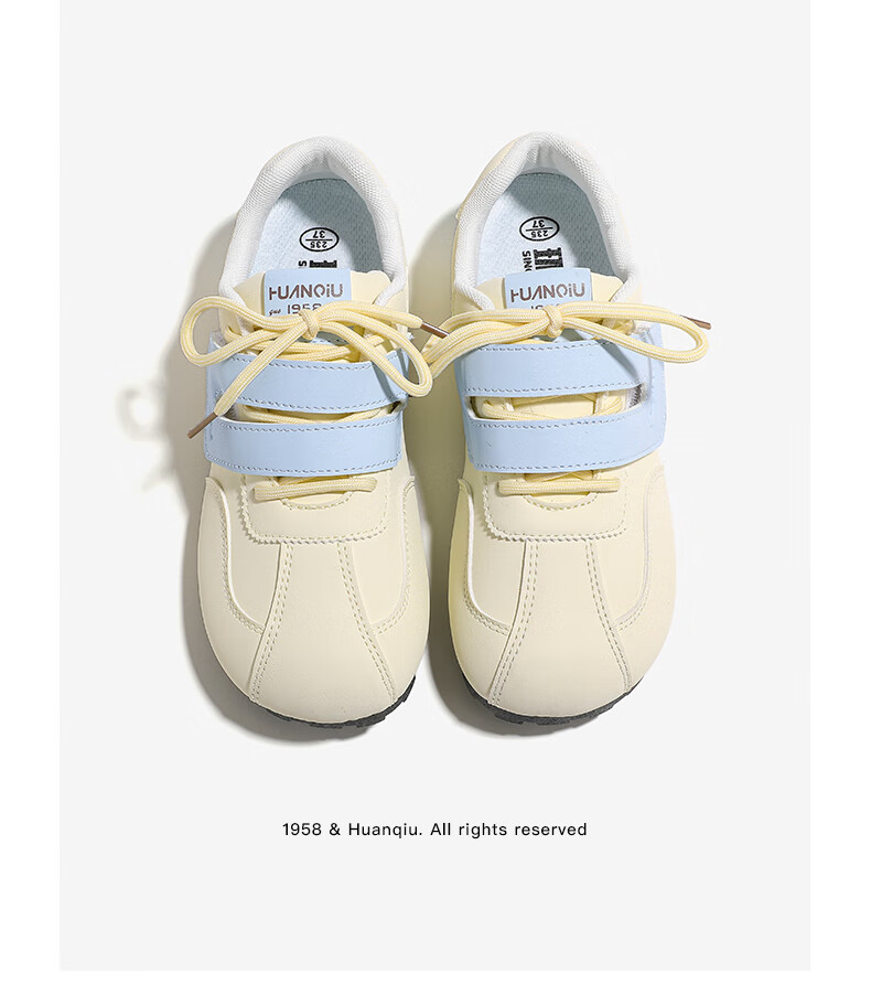 Global Magic Velcro Board Shoes Puffy White Shoes New Ins Ugly Cute Women's German Training Shoes KMXFX8093 Beige Size 35 18