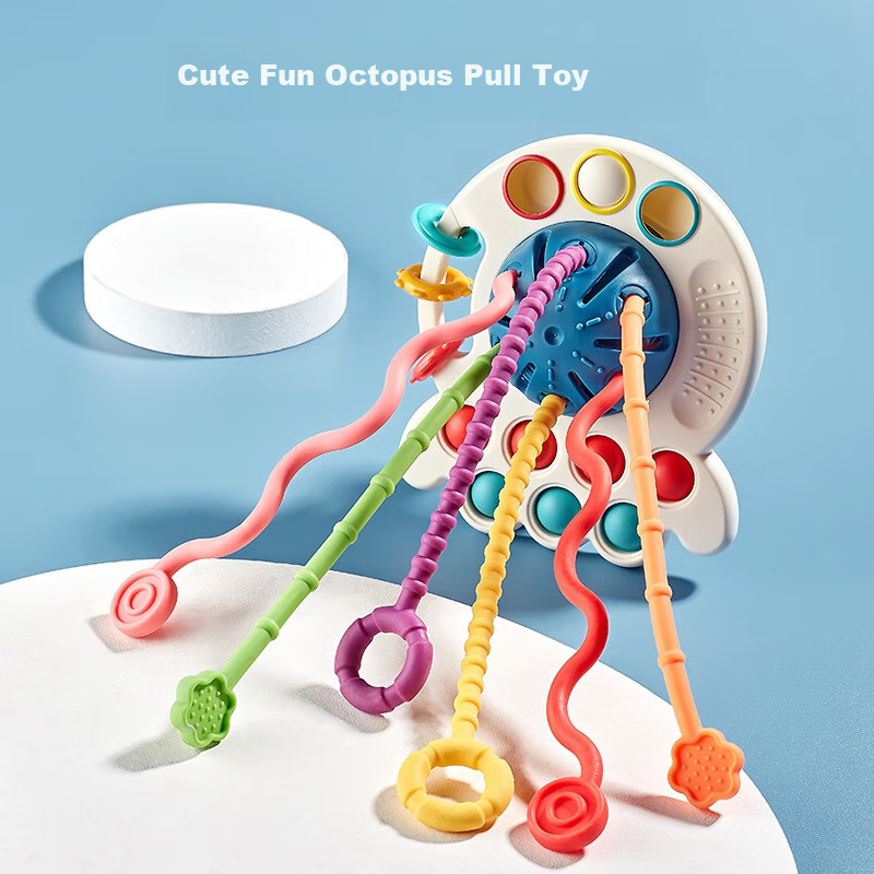 COOKSS Pull-Out Toy for Babies 0-1 Year Old, Chewable Teething Toy, Hand-Holding Flying Disc, Educational Birthday Gift