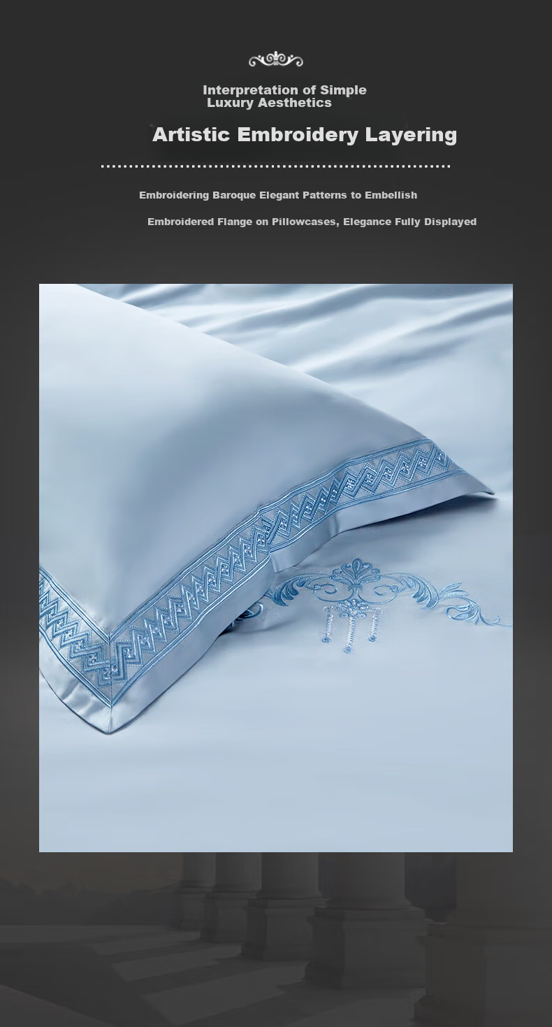 FUANNA Home Textiles, 120s Pure Cotton Four-Piece Set, Double-Thread Long-Staple Cotton Sateen, King-Size Bed Sheet And Duvet Cover, 230*229cm 8