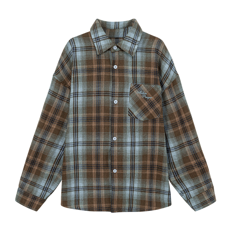 Zuo Xi Boys' Plaid Shirt 2026 New Children's Long Sleeve Shirt Autumn Boys' Spring Jacket Coffee Color 120