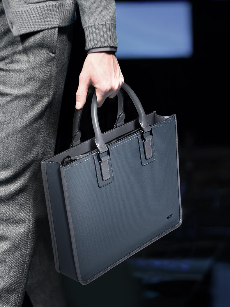 BVP Men's Leather Briefcase, Horizontal Style Handbag, Fashionable Laptop Bag, Business Casual Briefcase for Men, Father's Day Gift 16