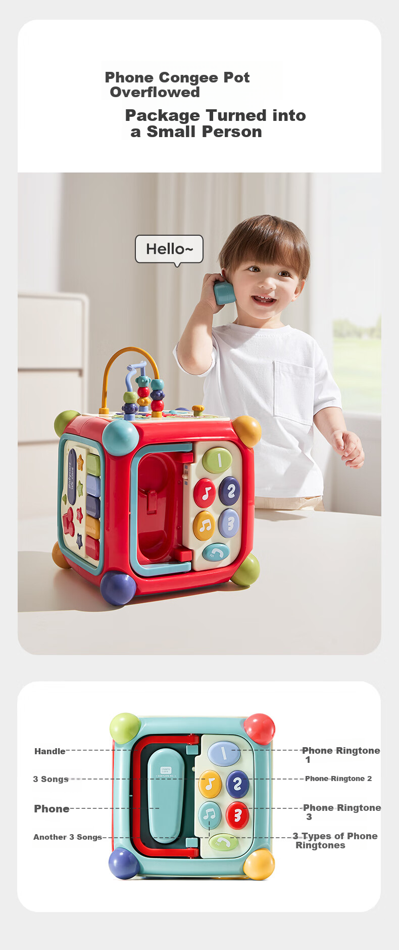 Babycare Six-Sided Box Multifunctional Baby Toy, Shape Matching Cognitive Building Blocks House, Koni Lain'er Children's Birthday And First-Year Gift 7