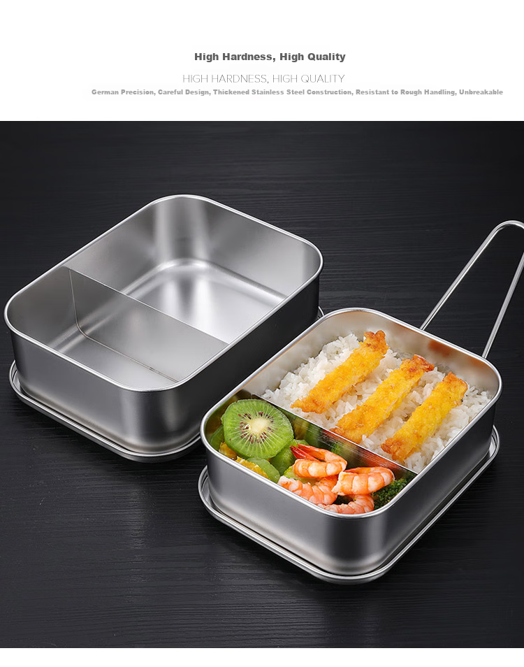 Quanshi 304 Stainless Steel Lunch Box with Lid, Fast Food Container, Office Worker Bento Box, Cafeteria Meal Box, No Dividers, 1200ml 4