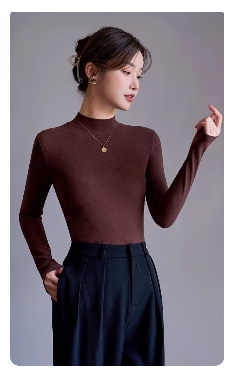 LangSha Half Turtleneck Base Shirt Camellia Oil 10A Antibacterial Autumn Winter Bird's Nest Protein Wearable Base Layer Long Sleeve Mask Shirt 4