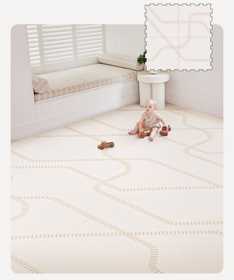 BG-BABYGO Baby Patchwork Crawling Mat Children's Floor Mat XPE Thickened Non-Toxic Odorless Infant Green Core 6