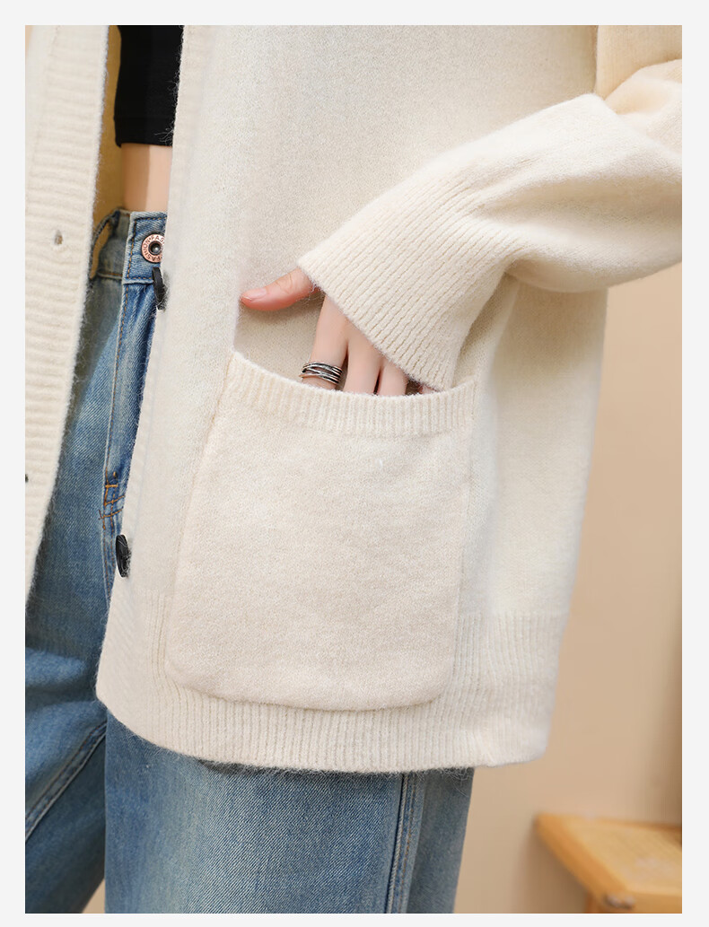 Yishangmei Women's Knitted Cardigan Autumn Winter 2025 New Lightweight V-Neck Sweater Petite Loose Lazy Style Jacket 7