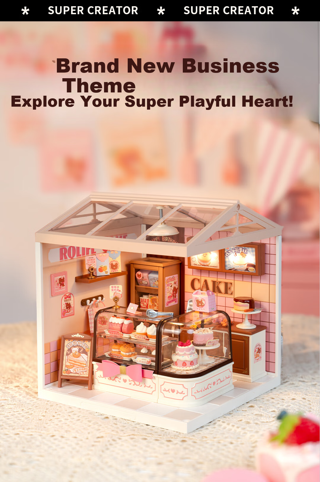 Rolife Super World Café DIY Handmade Miniature House Building Blocks Toy Children's Birthday Gift for Girls 14
