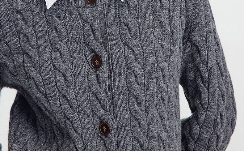 NaviKeel Italy Small Sailboat Women's 100% Wool Cable Knit Cardigan Sweater Jacket 2334094512 Light Gray M 37