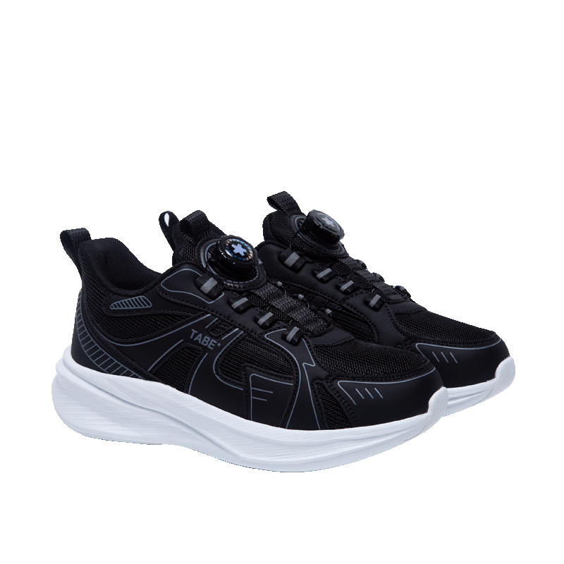Tony the Pig Boys' Sports Shoes Children's Running Shoes Cushioned Lightweight Breathable Dial Buckle Wide Fit Youth Casual White Sneakers