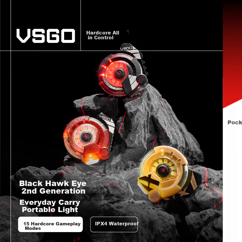 Мультифункциональный EDC фонарик VSGO Black Eagle 2nd Gen, портативный, с креплением на шляпу, универсальный инструмент, подходит для наружного использования, кемпинга, фотографии.