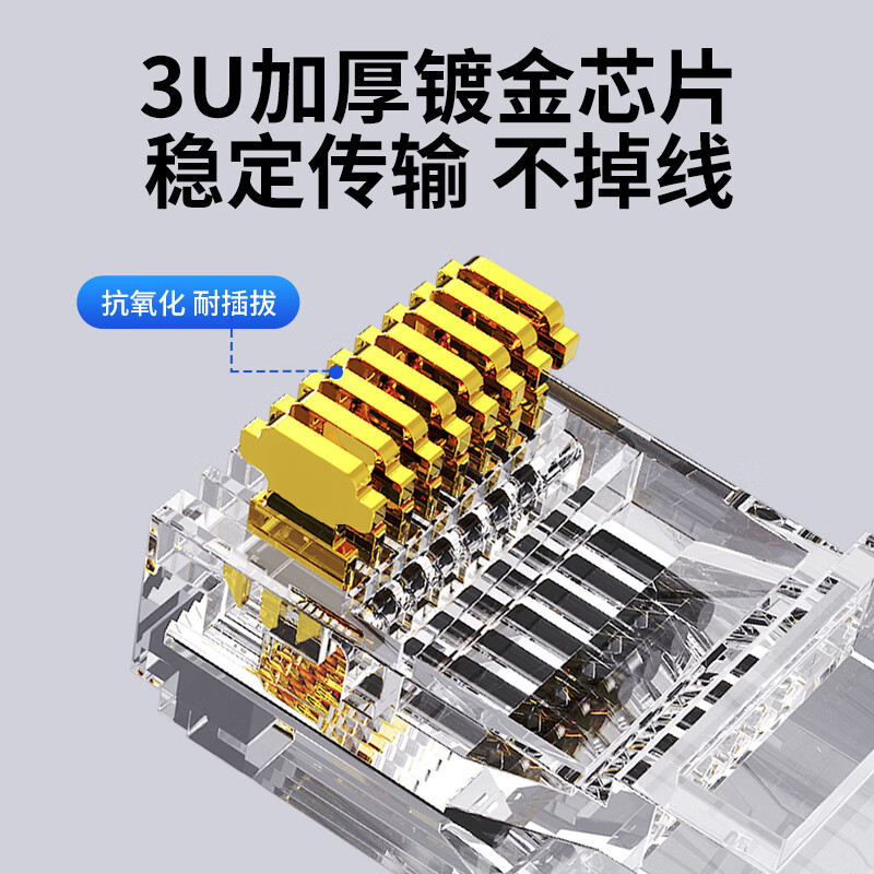 NVV Cat5E UTP RJ45 Ethernet Connector Gold-Plated Engineering Grade Crystal Head 100pcs LT-8P-5E