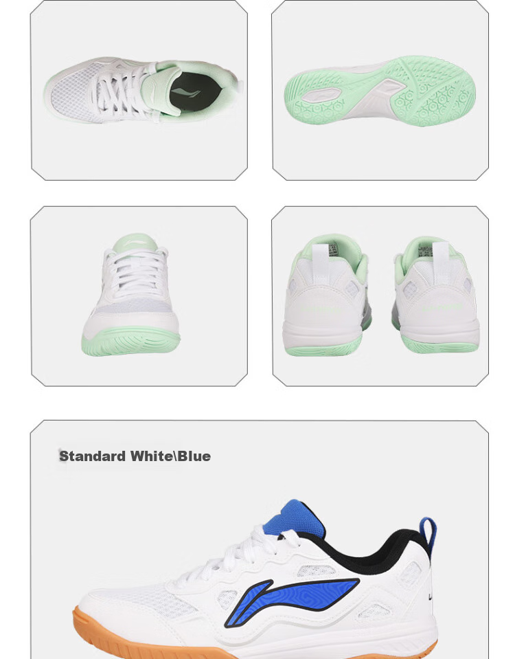 Li-Ning Table Tennis Shoes for Men And Women, National Team Training Style, Breathable Professional Tendon Color Sole Table Tennis Sports Shoes, White Gold 39.5 13