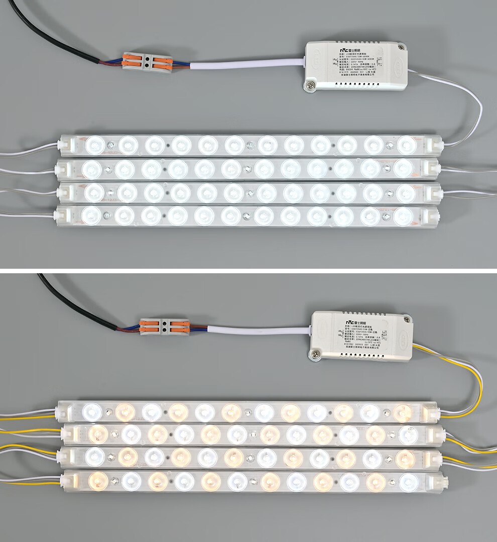 NVC LED Strip Replacement Light Board Magnetic Adsorption Strip Ceiling Light Tube High Wattage Retrofit Strip 90W Tri-Color Light Ra90 Color Rendering Index 5 Strips with Driver 4