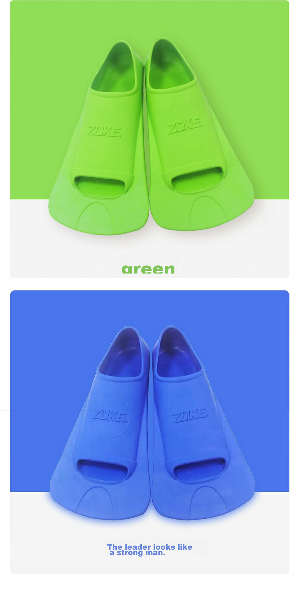 ZOKE Swimming Flippers, Professional Training Kickboard, Rubber Duck Foot Board, Diving And Snorkeling Equipment, 621505851-6, Size 30/32 12