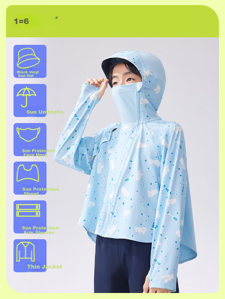 Beneunder Children's Sun Protection Jacket Cape for Boys And Girls, Cool And Breathable Sun Protection AL41324 Cloud Wanderer 110 20