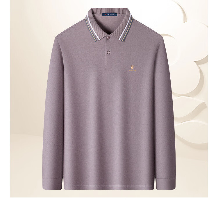 MONTAGUT Men's Lunar New Year Polo Shirt Long-Staple Cotton Mulberry Silk Linen Soft Comfortable Long Sleeve T-Shirt Linen Apricot XL 8