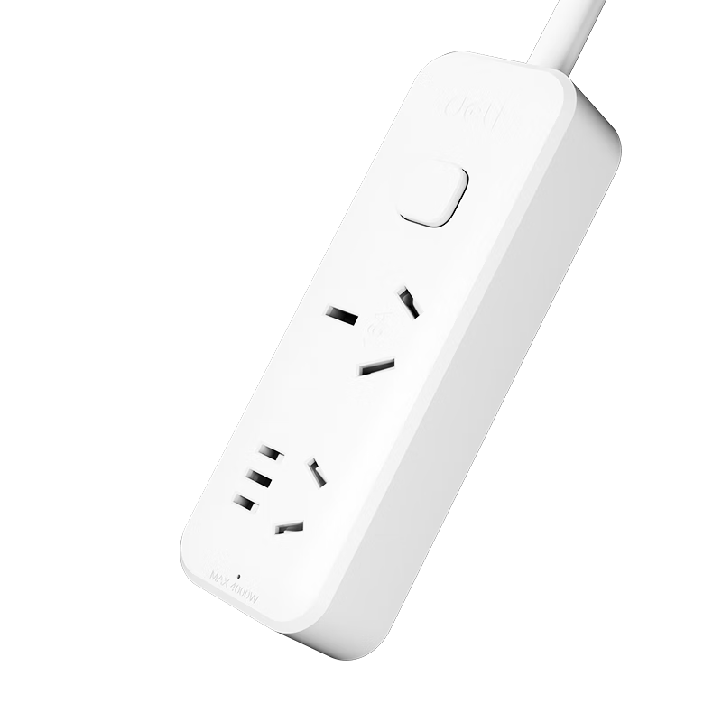 Deli 16A High-Power Socket, 4kW Air Conditioner Socket/power Strip/extension Cord/power Bar/terminal Block, 2 Outlets, Master Switch, 1.8 Meters (With 16A Converter), LX223S