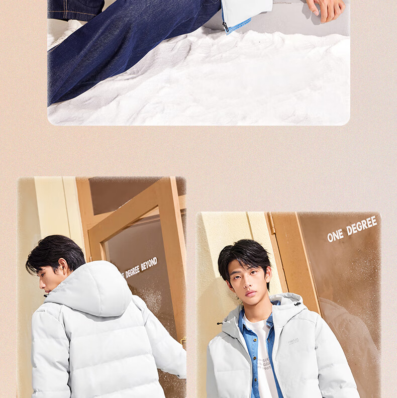 361° Men's Autumn Winter Three-Proof Short Hooded Sports Casual Warm Down Jacket 652544304-4 11
