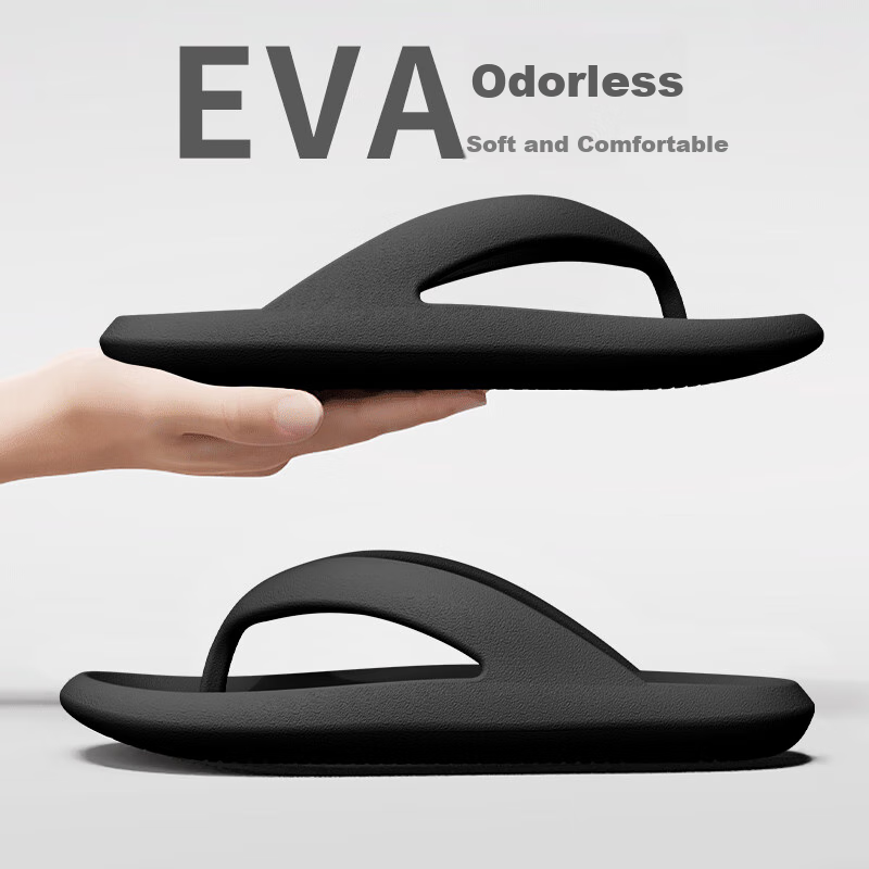 MEXICAN Flip-Flops for Men, Simple Cloud-Shaped Couple's Home Slippers, Non-Slip Beach Sports Outdoor Women's Sandals, Black 38-39
