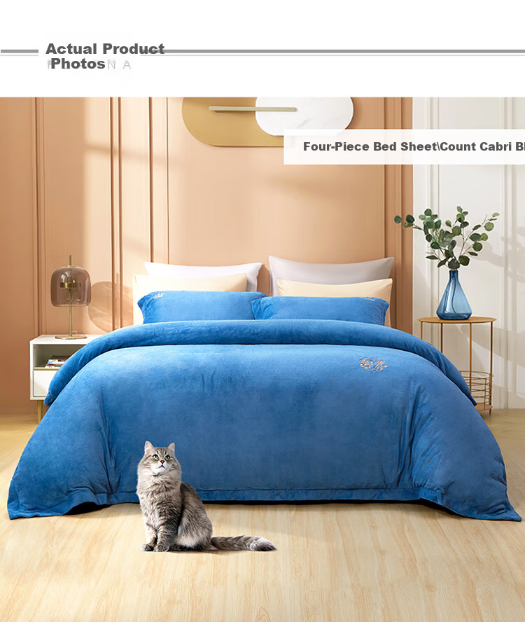 FUANNA Home Textile Four-Piece Bedding Set, Milk Velvet Double-Sided Warm Fleece Anti-Static Bedding Set for Double Bed, Extra Large 230*229cm 10