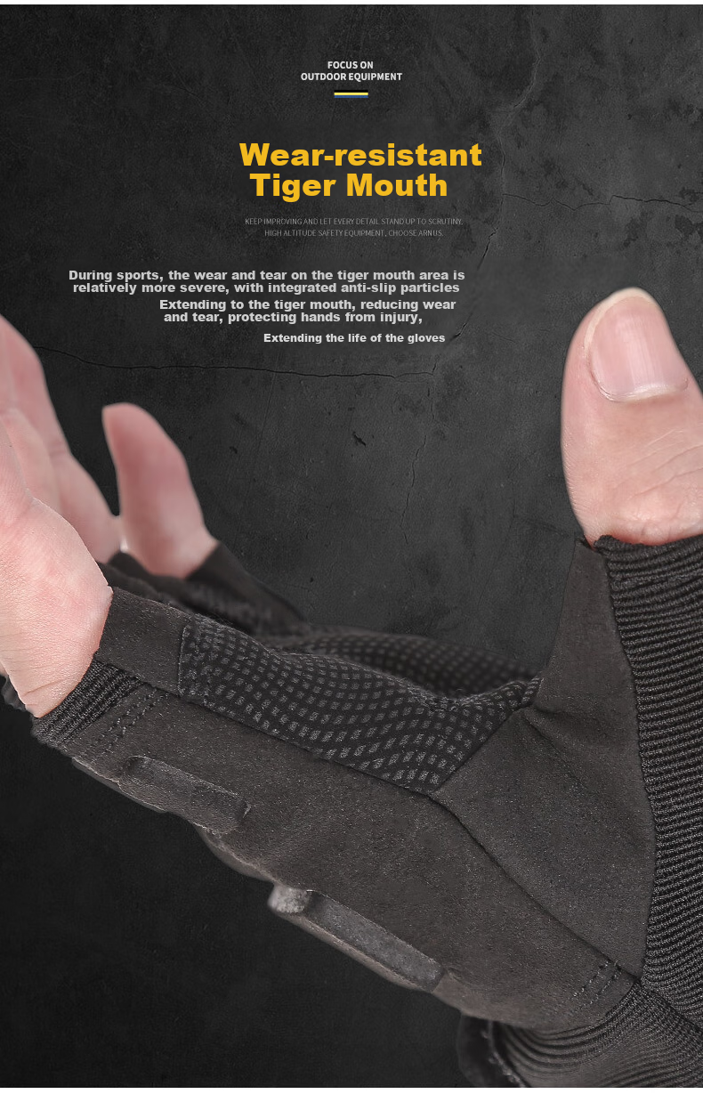 Cavalry Sports Gloves, Fingerless Tactical Training Military Enthusiast Outdoor Short Finger Gloves, Fitness Aerobic Bicycle Gloves, Non-Slip Wear-Resistant Cycling Equipment, Black 6