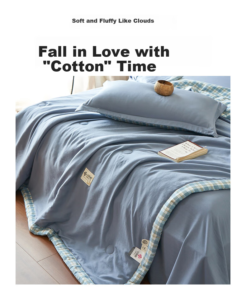 Grace A-Class 100% Xinjiang Cotton Summer Quilt Air-Conditioning Quilt Washed Summer Cooling Quilt Double Thin Quilt Core 200*230cm 1