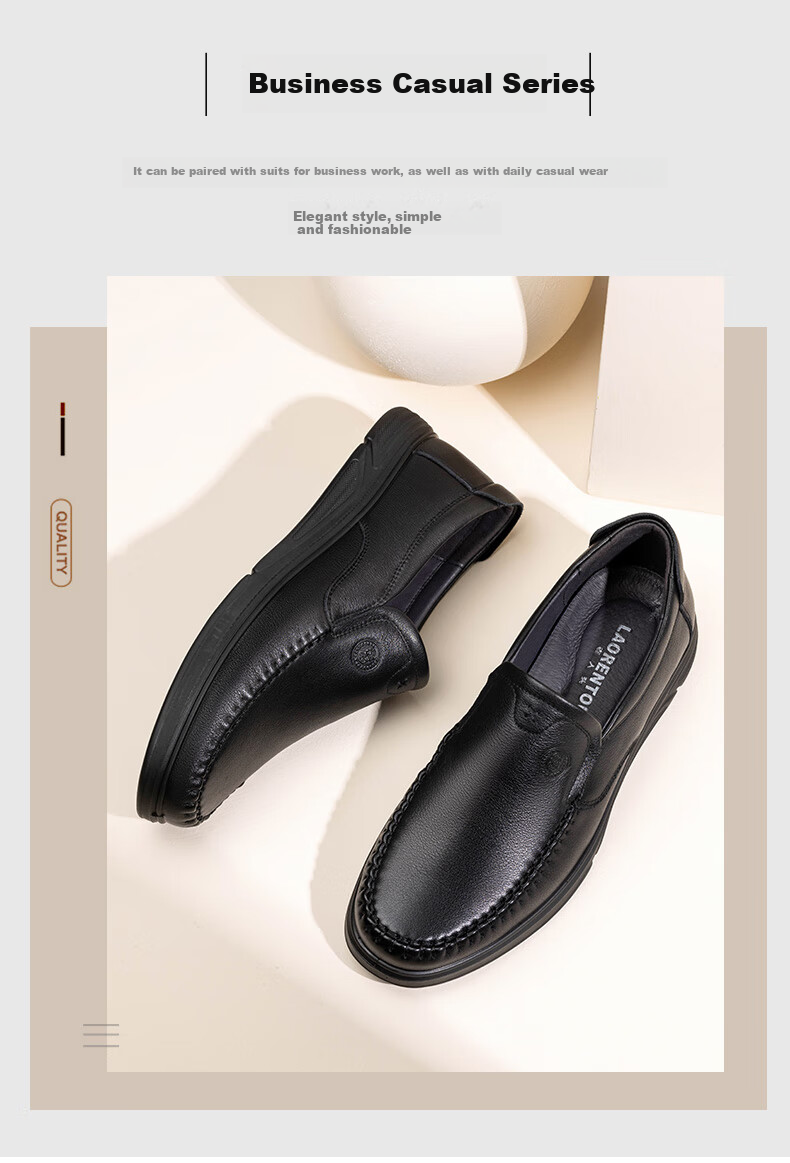 LAORENTOU Men's Formal Business Shoes, Top-Grain Leather Casual Slip-On Driving Dad Shoes LA11079 Black 42 2