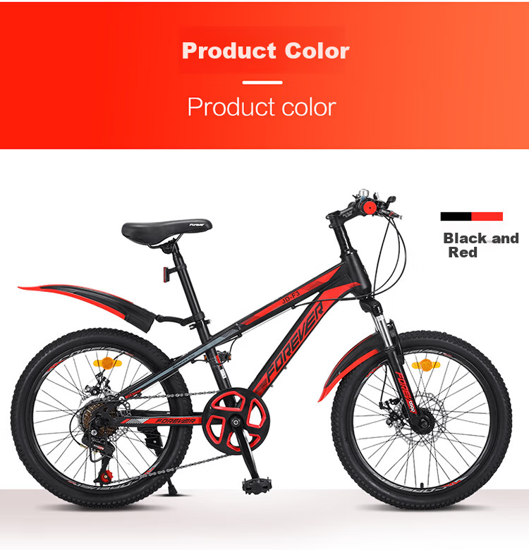 FOREVER Children's Bicycle, 20-Inch Youth Gears Mountain Bike for Ages 6-10, Pedal Off-Road Bicycle, Black And Red Color 21