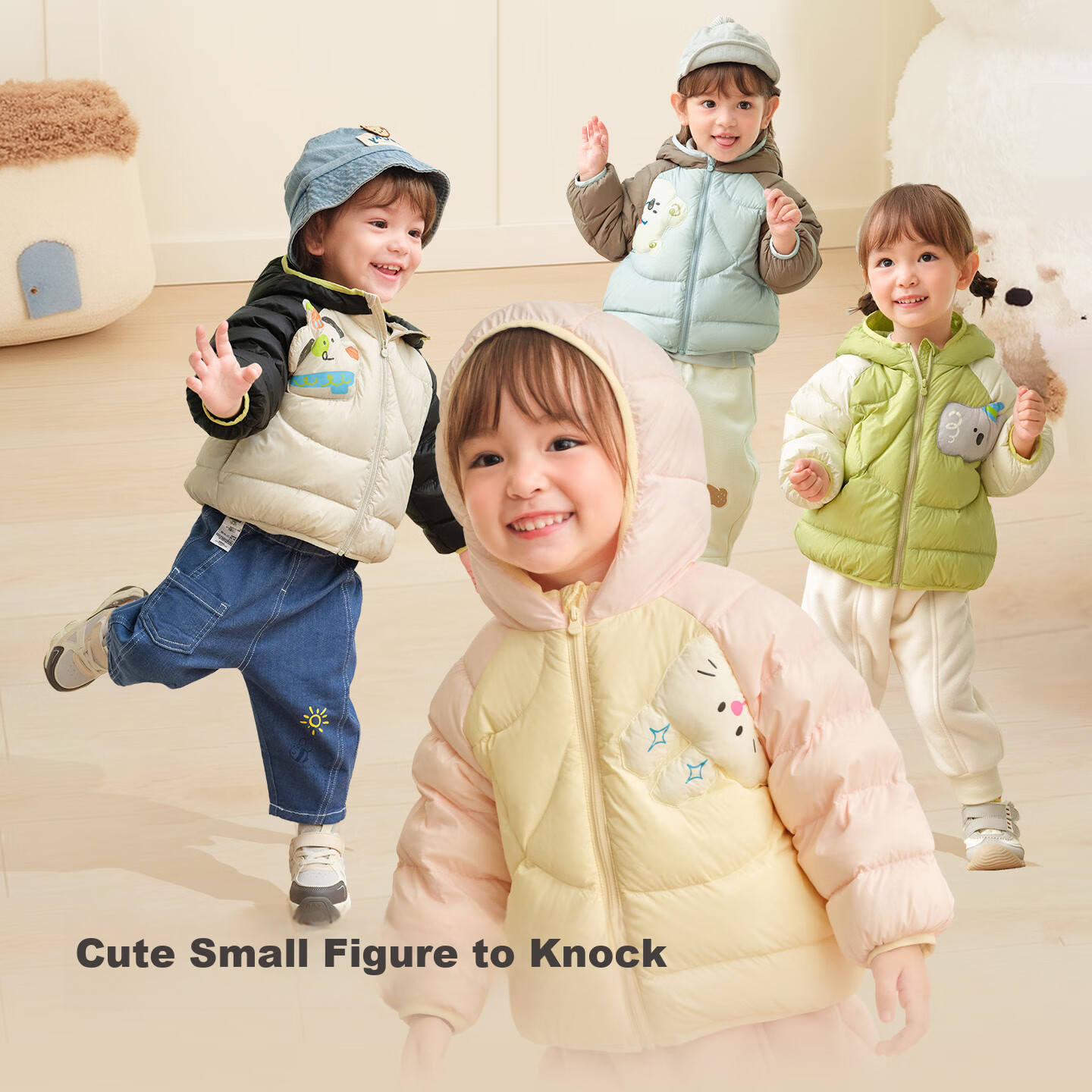 BALABALA Children's down Jacket, Baby Girls And Boys Winter Warm Coat, Cute Lightweight Outerwear for Toddlers