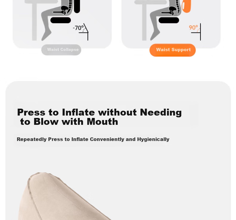 Etravel Push-In Inflatable Lumbar Pillow for Outdoor Travel, Office Chair, Long Sitting, Back Support, Car Cushion And Waist Protectio 6
