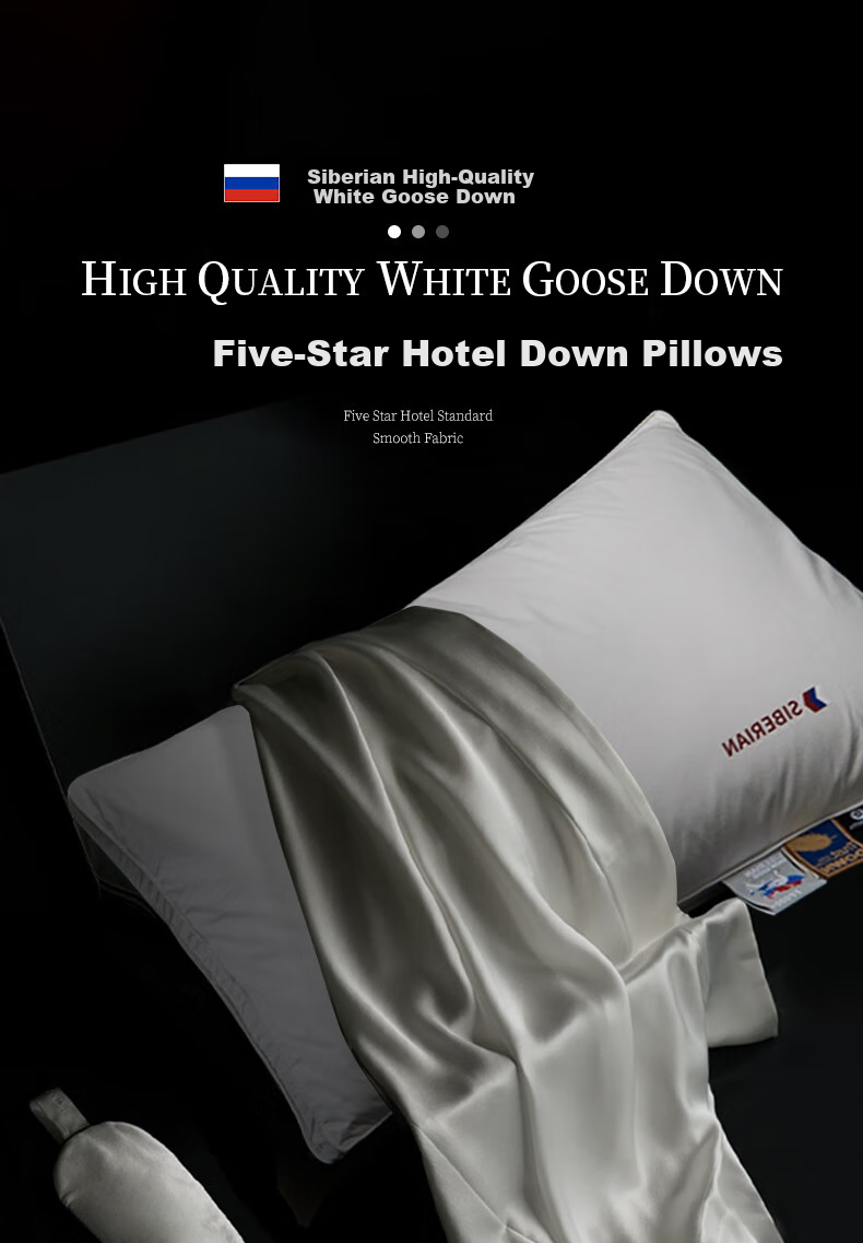 La Torretta Five-Star Down Pillow, Siberian High-Quality White Goose Down Pillow for Adults, Men And Women, Single Low Pillow 1