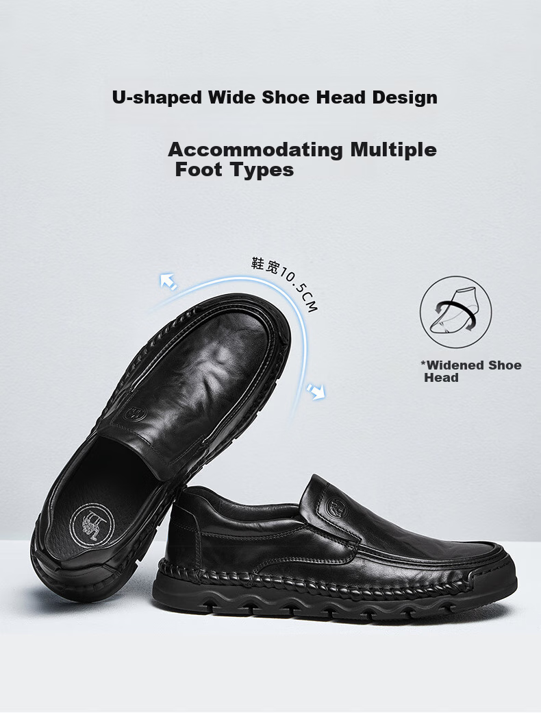 CAMEL Leather Shoes for Men, Casual Business Cowhide Soft-Soled Dad Shoes Slip-On Men's Shoes P15A297013 Light Brown 40 5