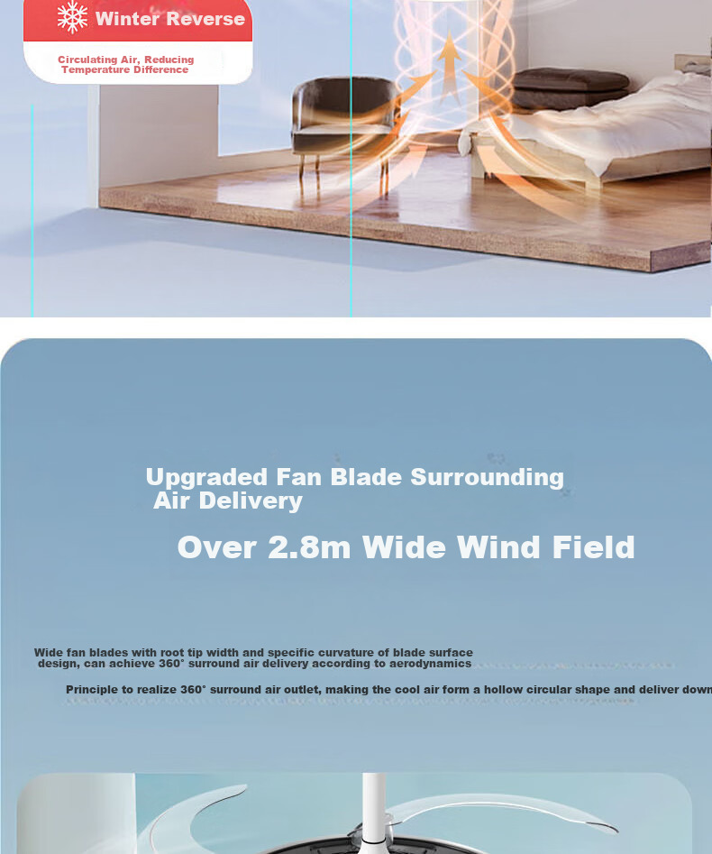 Aimeite [Installation Included] Fan Light Invisible Home Living Room Integrated Dining Room High-Power Full Spectrum Eye-Protecting Variable Frequency Bedroom Fan Light 12