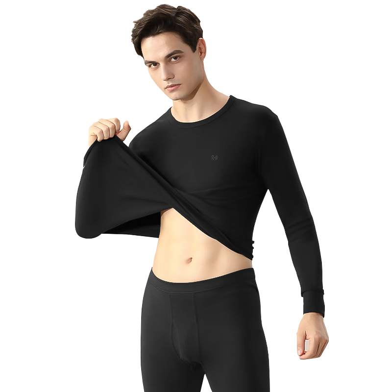 Hengyuanxiang [A-Class Cotton] Antibacterial Men's Thermal Underwear Set Pure Cotton Warm Crew Neck Base Layer Autumn Clothes