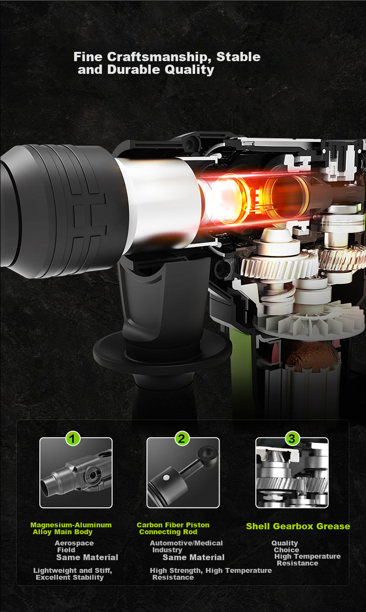 WORX 1200W Rotary Hammer WU328 High-Power Impact Drill for Concrete, Power Tool 5