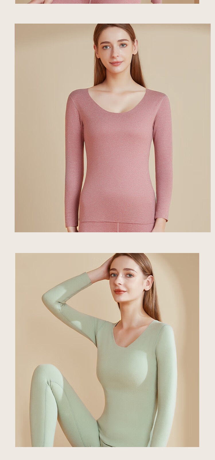 MiiOW Women's Autumn Long Sleeve Top Base Shirt AB Double-Sided Brushed Fleece Customizable Slim Fit Warm Innerwear Matcha Green 2XL 2
