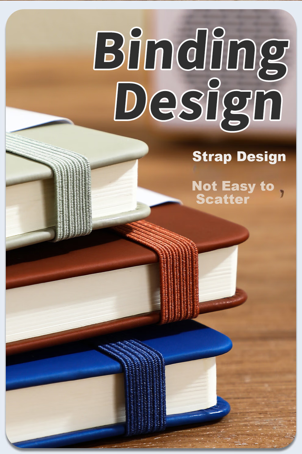 Zuodi A5 Notebook with Page Numbers, Binding Strap, High-Quality Thick Notebook, Large Line Spacing Notebook, Stationery, Diary, Customizable 4