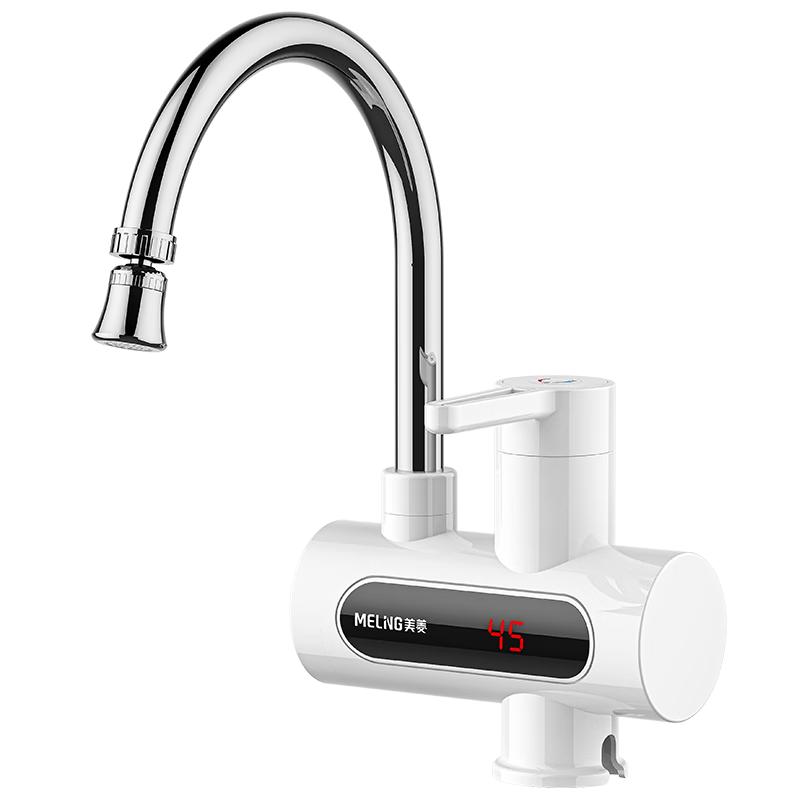 MeiLing Electric Hot Water Faucet Dual-Use Instant Heating Stainless Steel Heating Core Fast Heating Kitchen Bathroom Instant Electric Water Heater MF-D312 with Leakage Protection