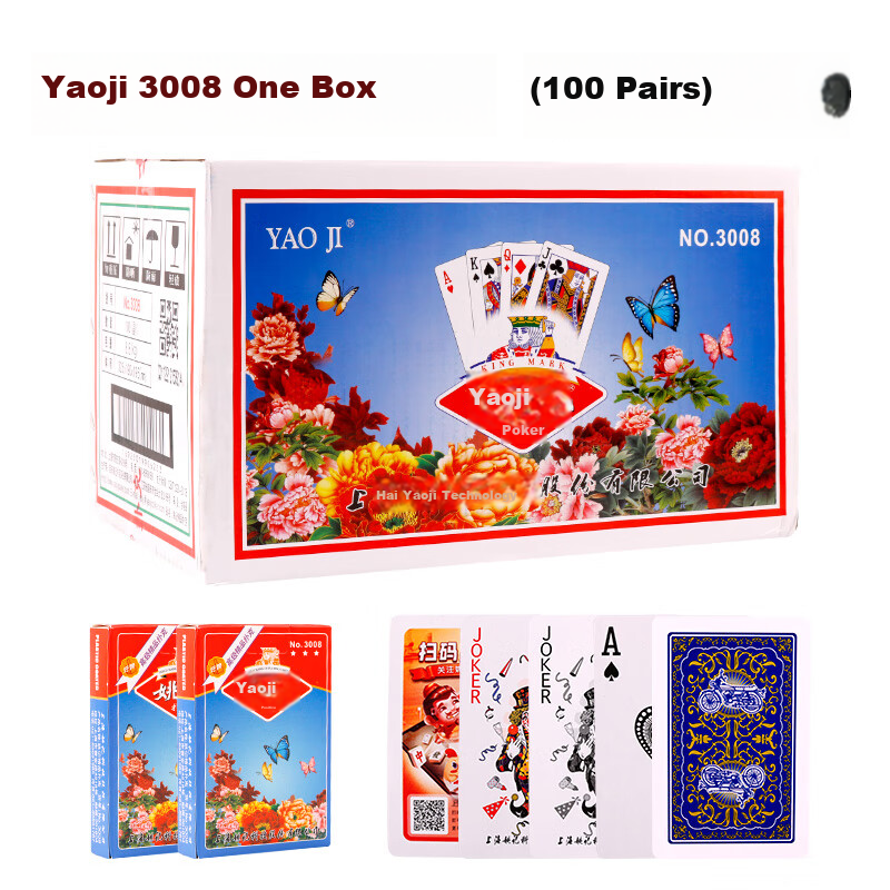 Yaoji Playing Cards Durable Poker Cards for Texas Hold'em, Guandan, Doudizhu Poker Wholesale 3008 Full Box 100 Decks