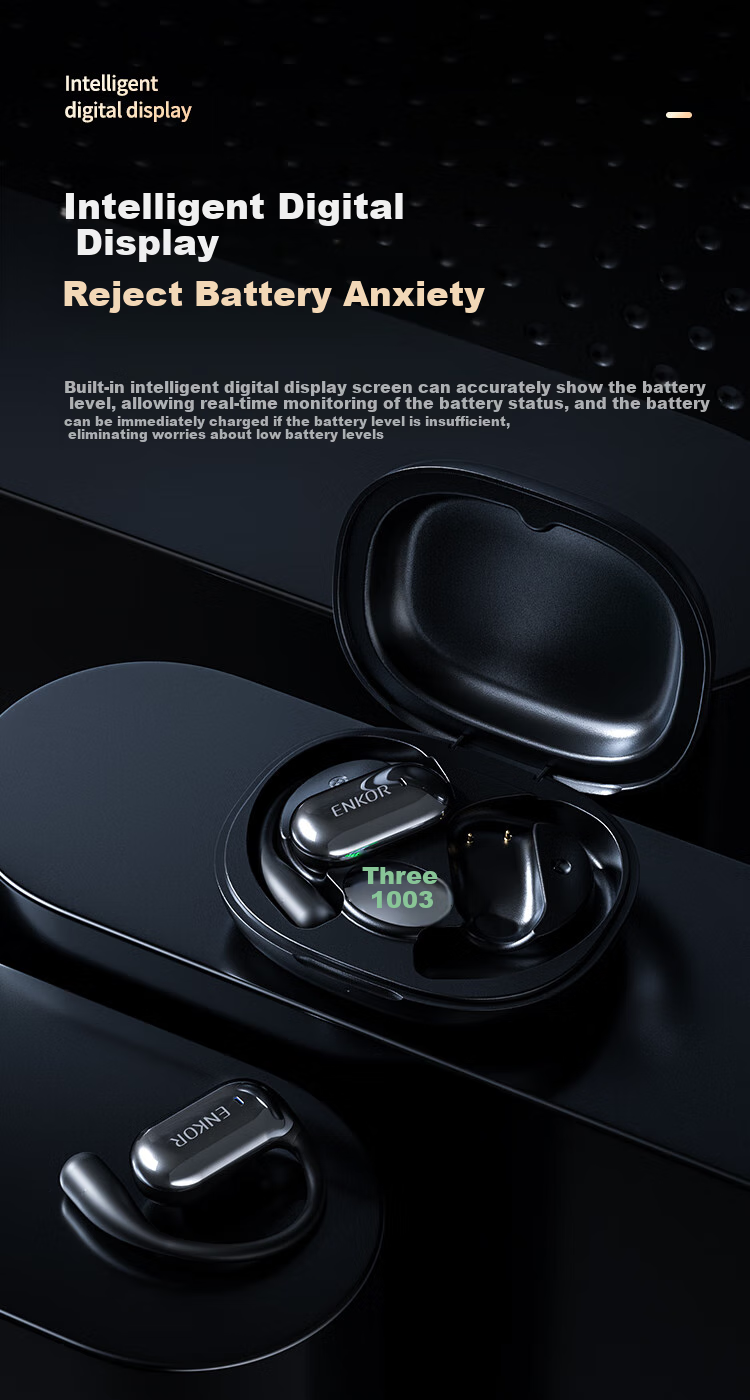 ENKOR EW29 Open-Style Bluetooth Headphones with Bone Conduction Concept, Ear-Hook Design, True Wireless, Non-In, for Sports, Running, Cycling, Gaming, Noise Reduction, Compatible with Apple, Xiaomi, Huawei 7
