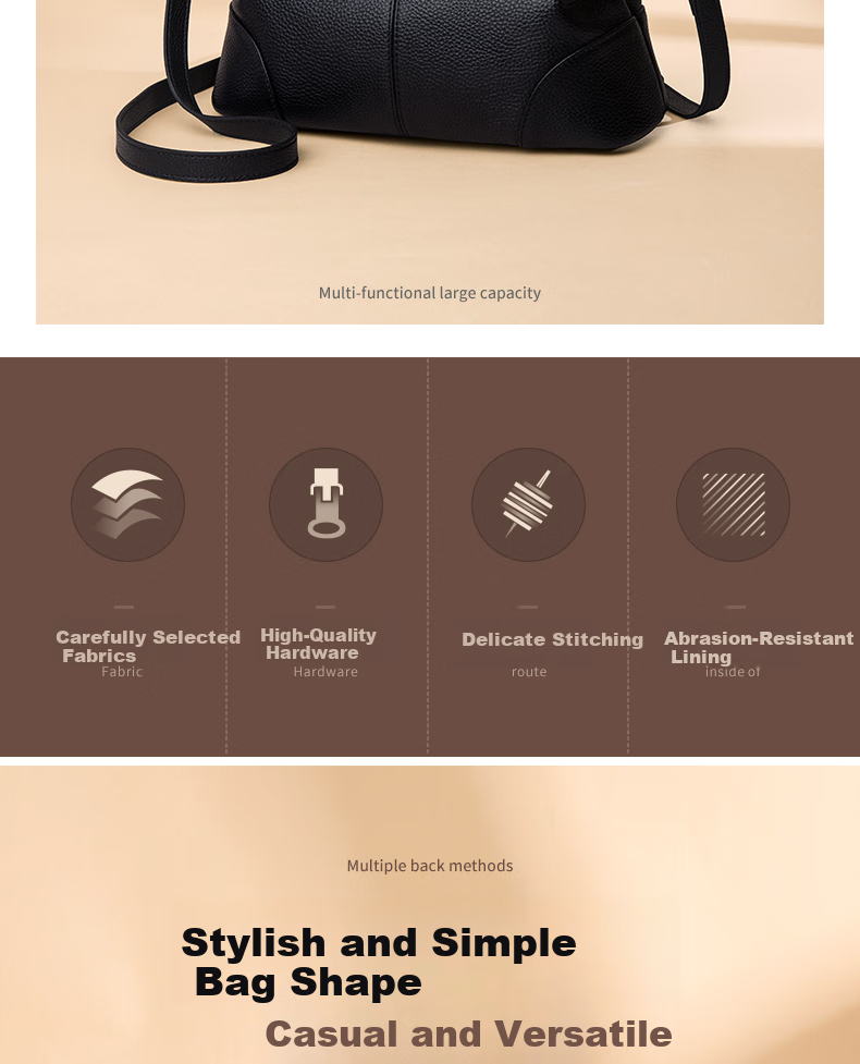 ZOOLER Women's Handbag, 2026 New Style, Top-Grain Leather Crossbody Bag, Ladies' Purse, Mom Bag, Practical Birthday Gift for 50-Year Wome 3