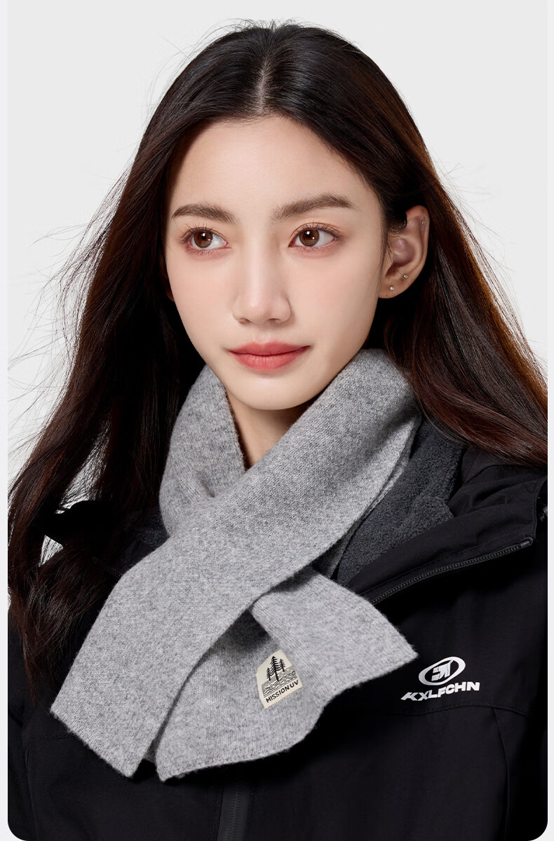 MISSION UV Pure Wool Small Scarf Women Autumn Winter Warm Neck Warmer Lightweight Outdoor Short Scarf 6