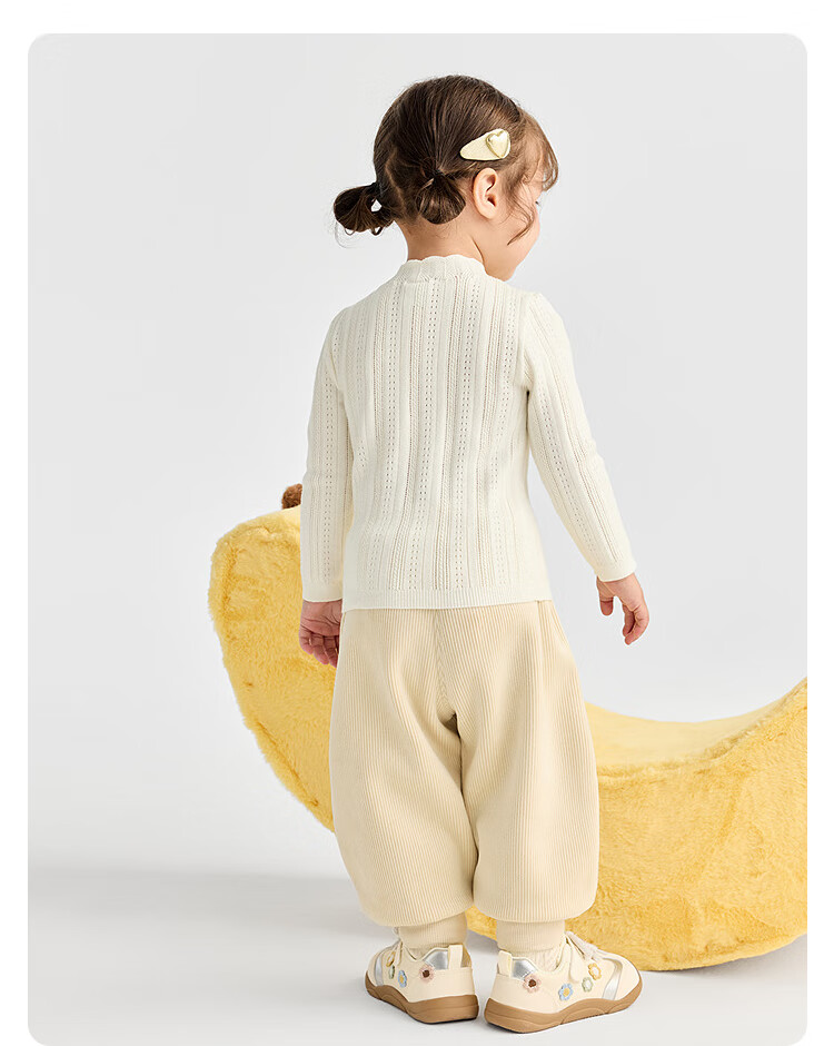 BALABALA [Same As in Mall] Baby Long Pants, Fleece-Lined Thickened Joggers, Winter Girls' Trousers 11